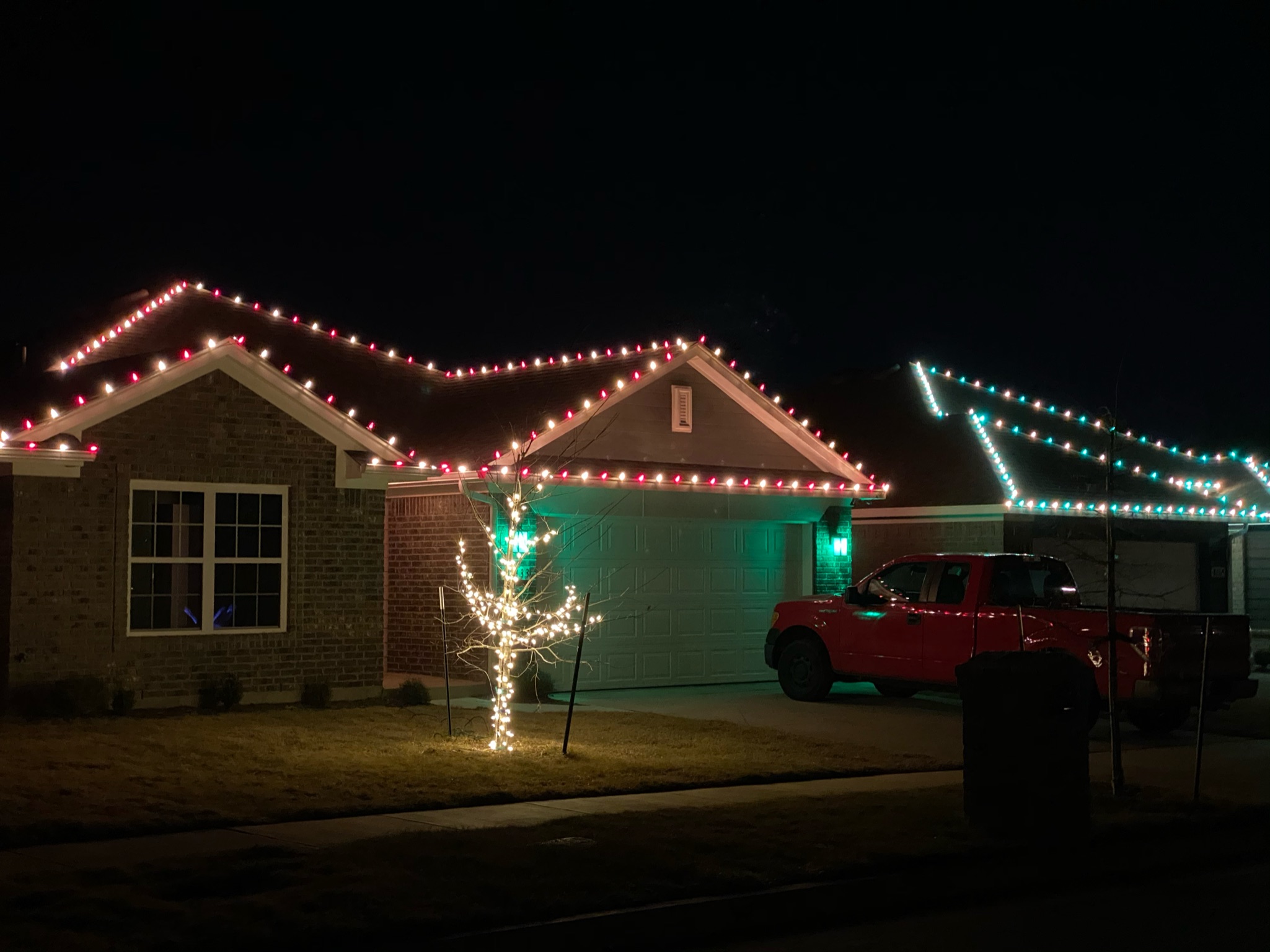 Custom Christmas lights roofline installation demonstrating our luxury lighting services in Nichols Hills